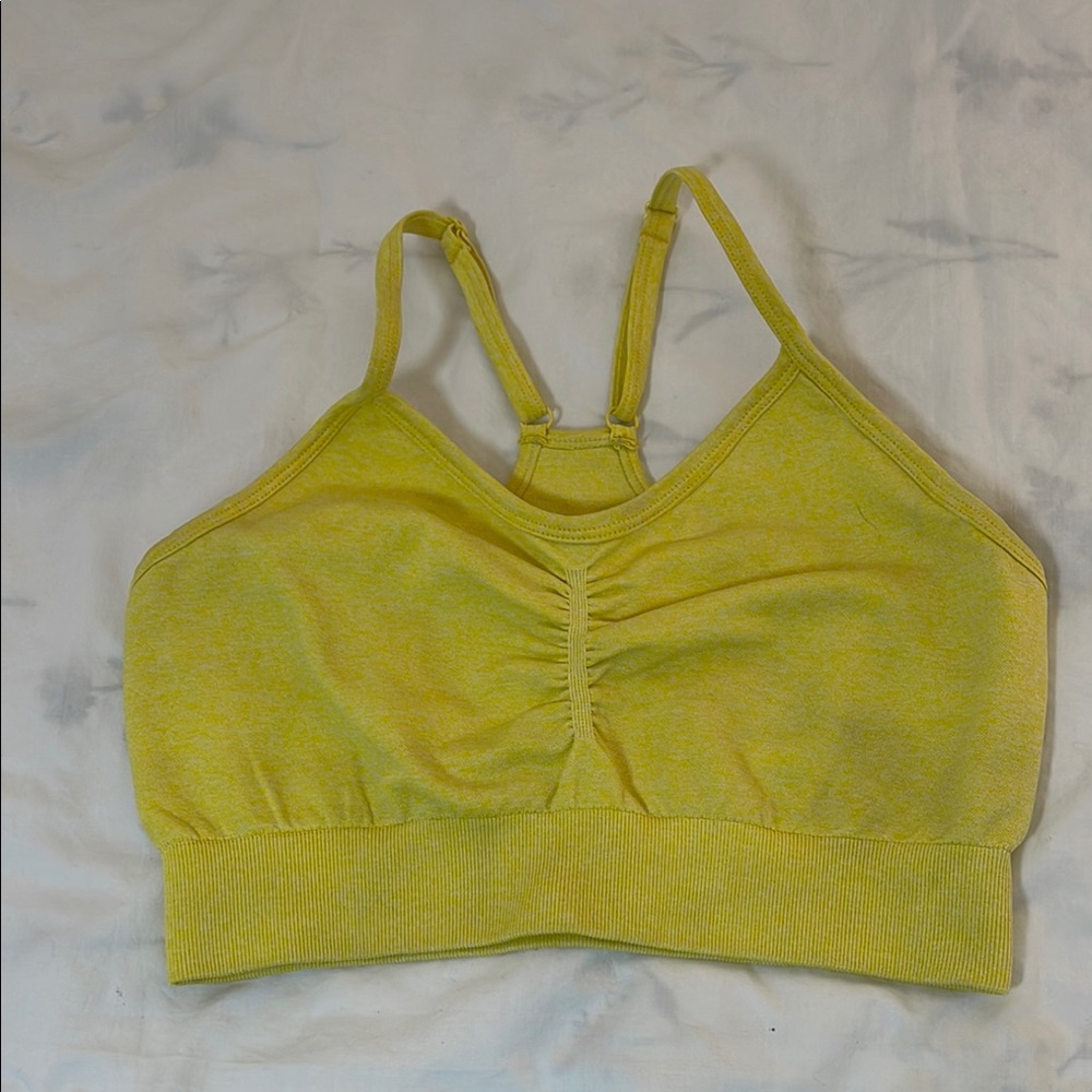 Bright yellow yoga/sports bra